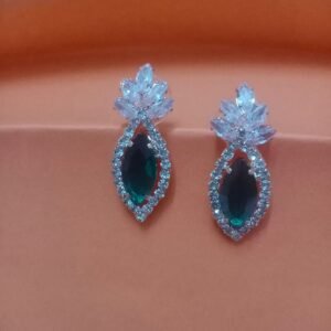 Stylish Green & White Earrings