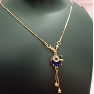 Gold-Plated Blue Stone Pendant Necklace for Women